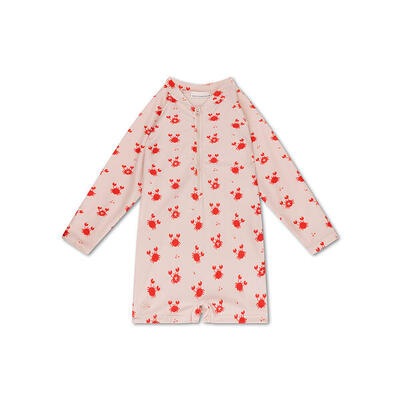 Swim essentials uv zwempak jongens - beige/rood - crabby