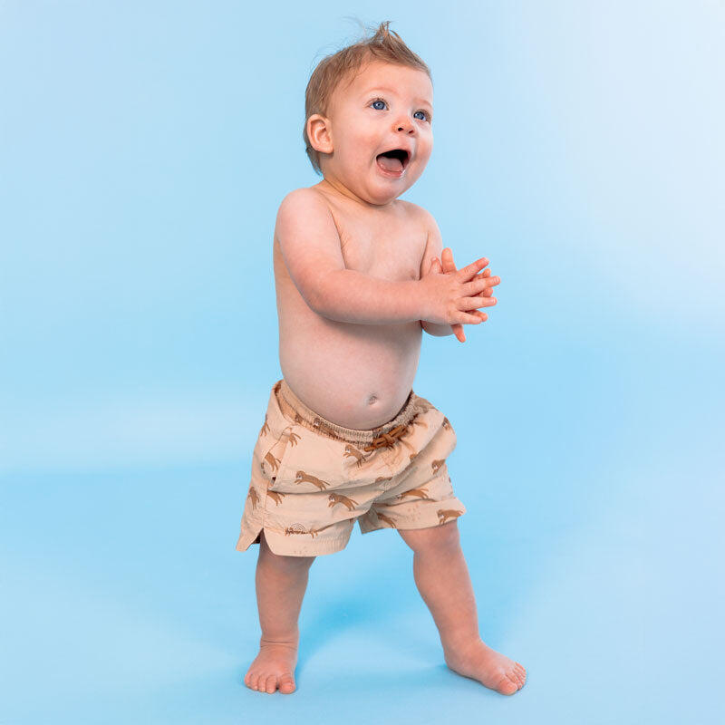 Badehose Jungs 86/92  Offwhite Leopard 4/4