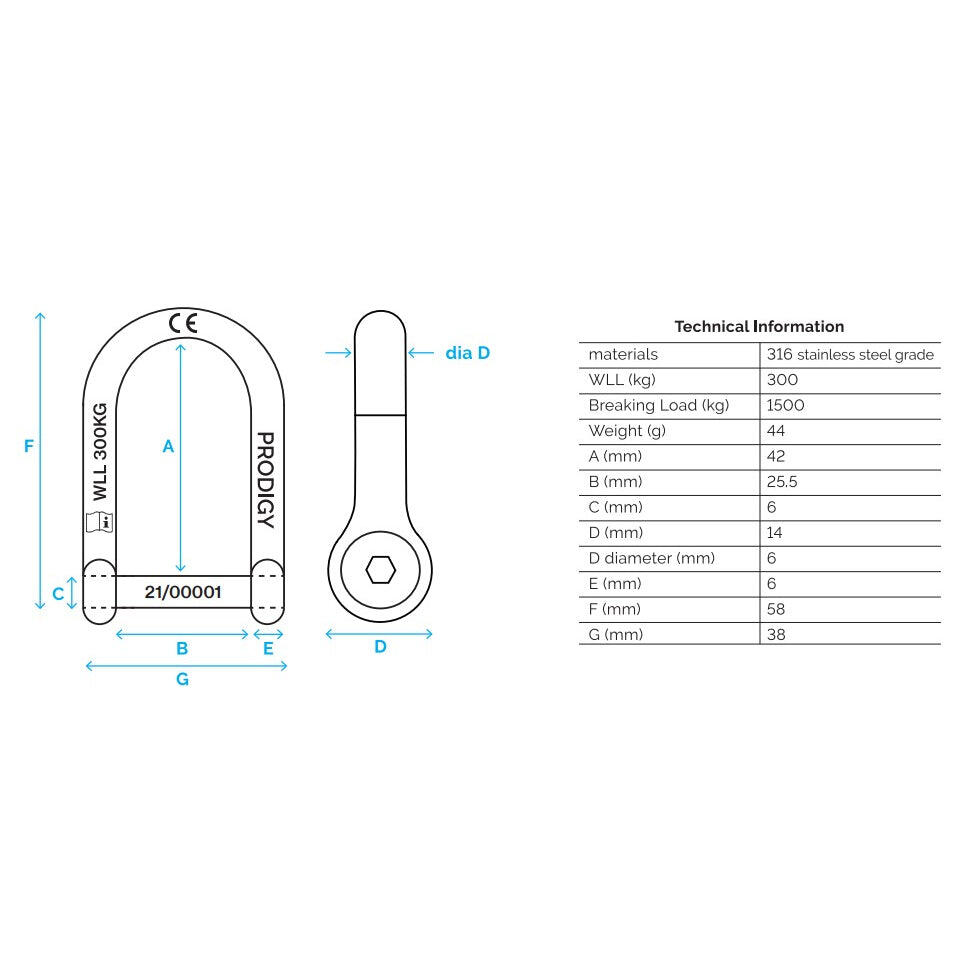 Prodigy Hex-Lock D Shackle 6/6