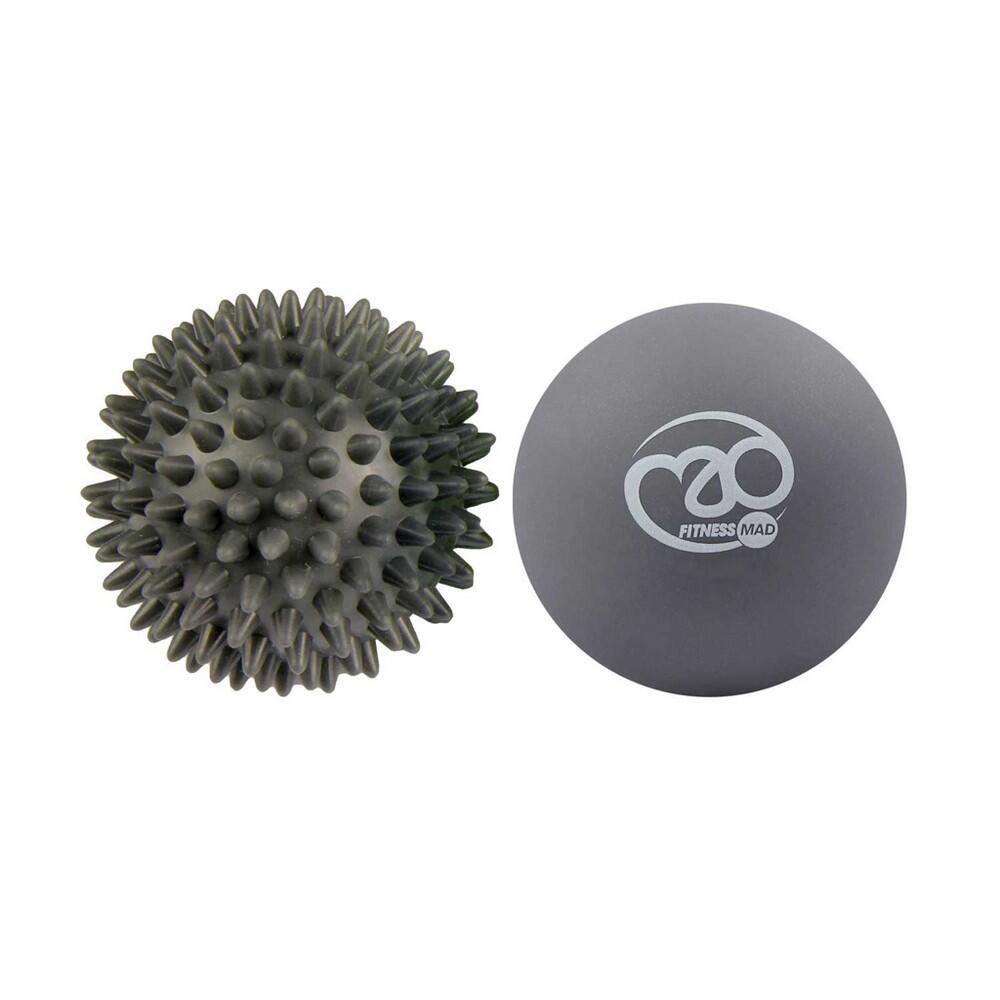 FITNESS-MAD Trigger Point Spiked Massage Balls Set (Pack of 2) (Grey)