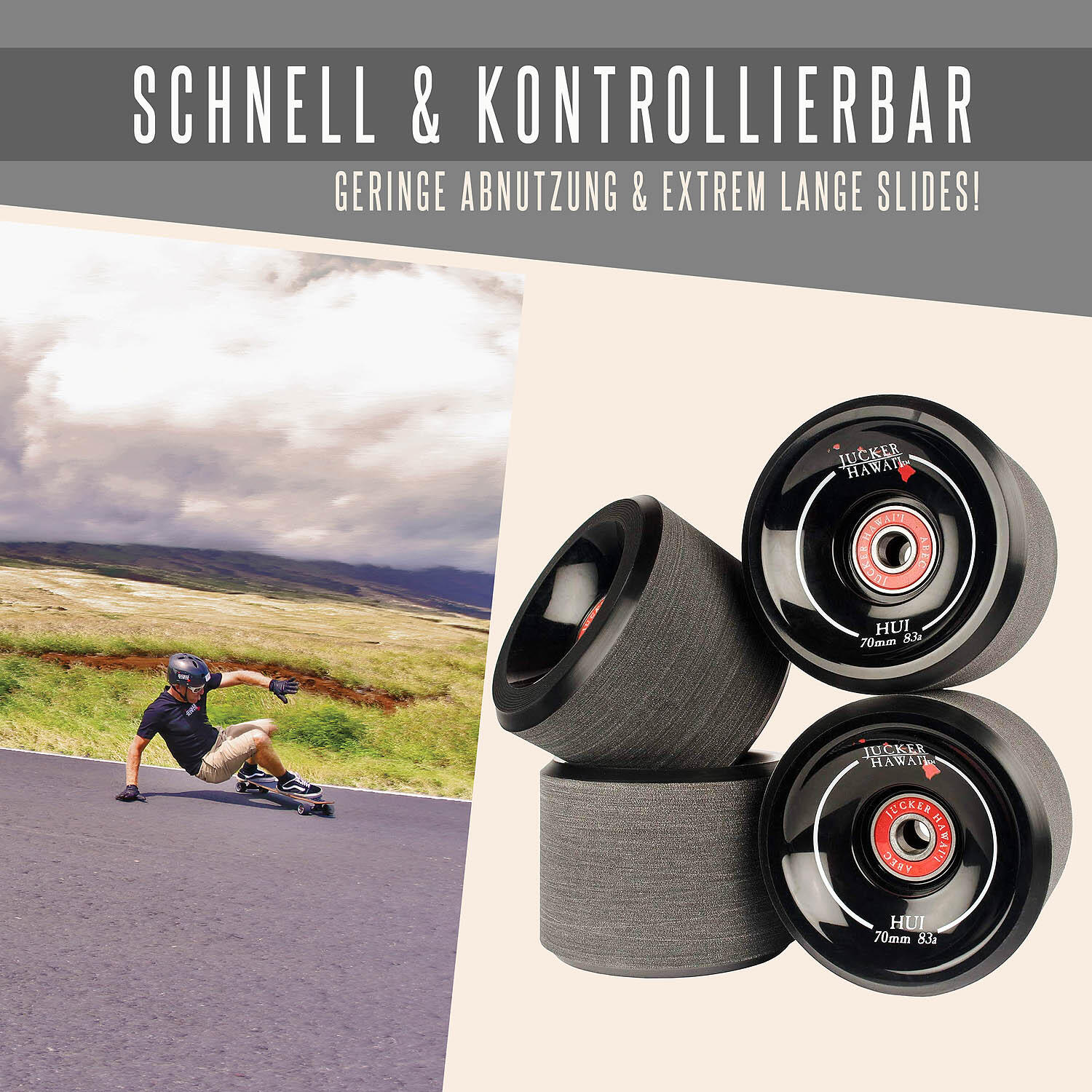 Longboard Rollen HUI (69 mm) - Mit Kugellagern 3/7