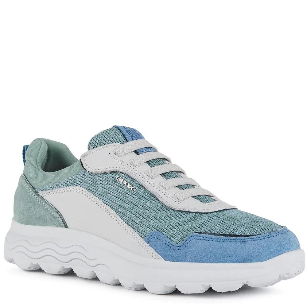 Womens/Ladies Spherica Nappa Leather Trainers (White/Green) 1/3