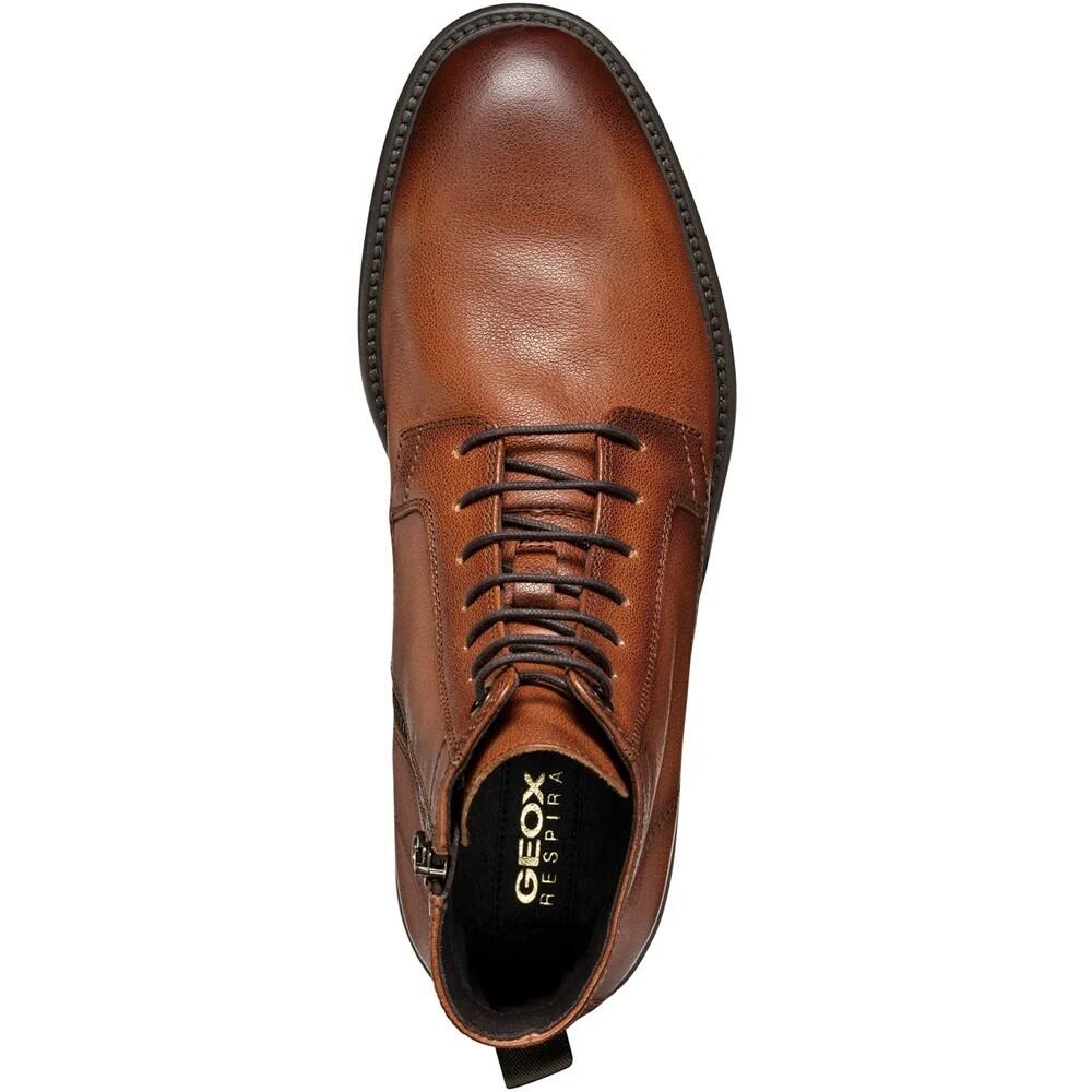 Mens Tiberio Patent Leather Ankle Lace Up Boots (Cognac) 3/4
