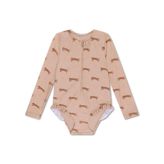 Maillot de bain anti-UV fille à manches - Marron - Roamer - 110/116