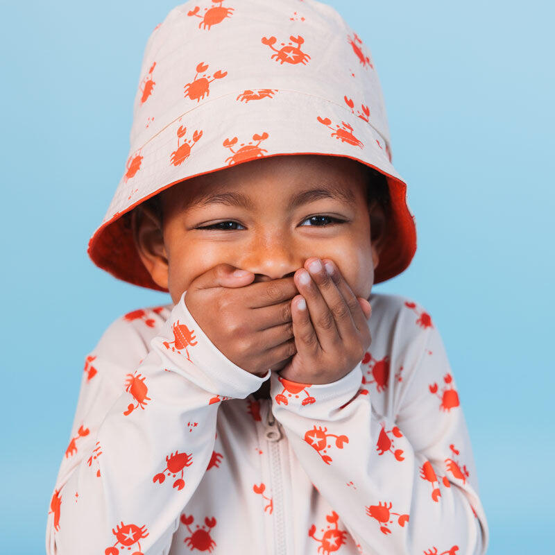 Swim Essentials Cappello da sole reversibile - Beige/Rosso - Crabby - 4/8 anni 2/6