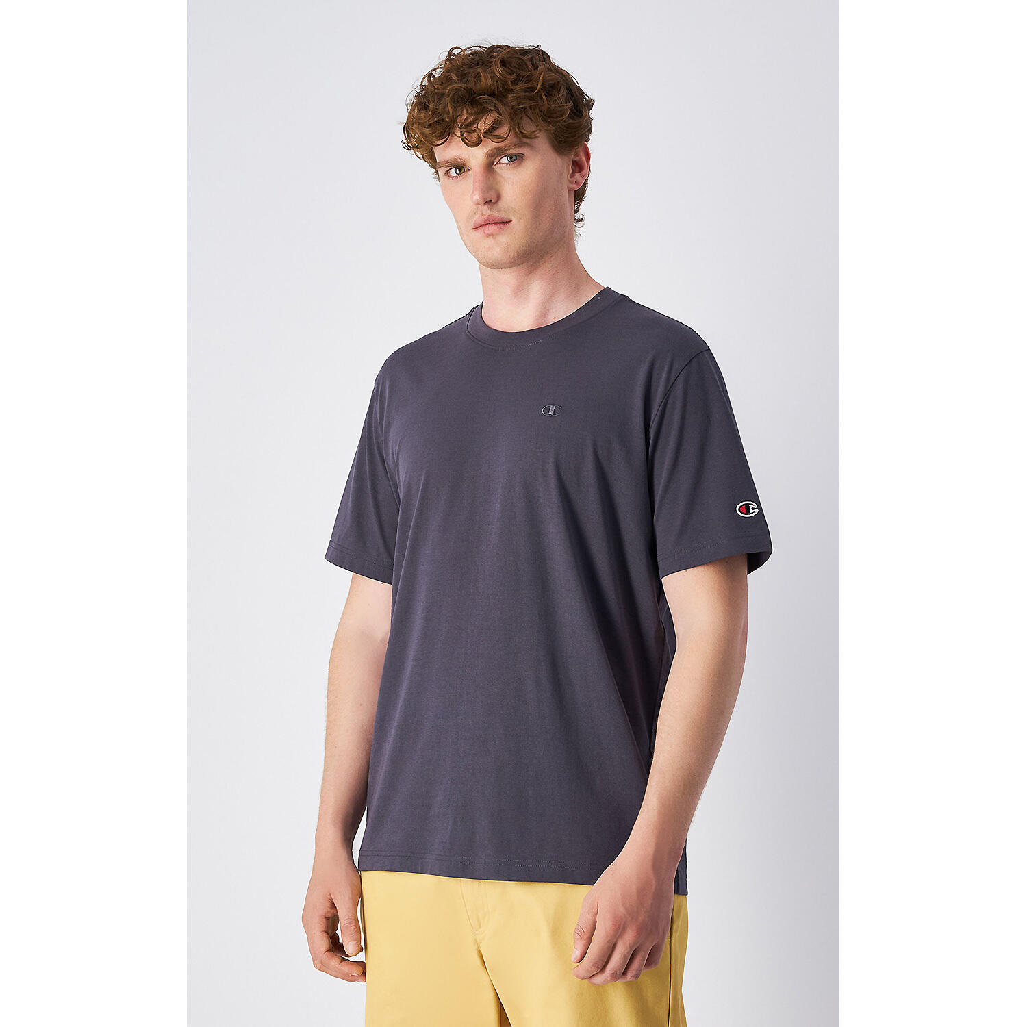 Champion SS TEE Light Cotton Jersey Uomo Logo Piccolo Cotone Marrone,L 2/3