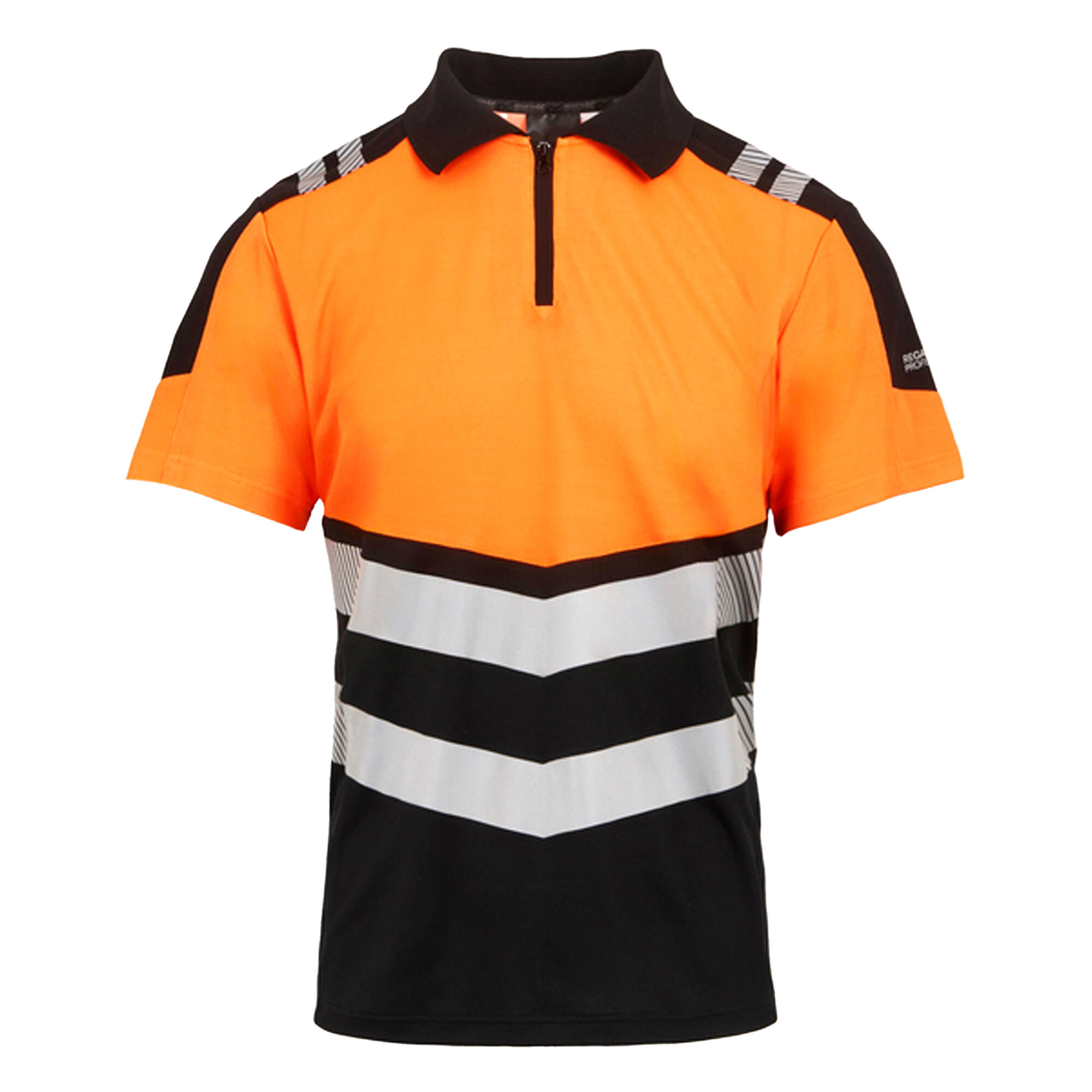 REGATTA Mens HiVis Polo Shirt (Black/Orange)