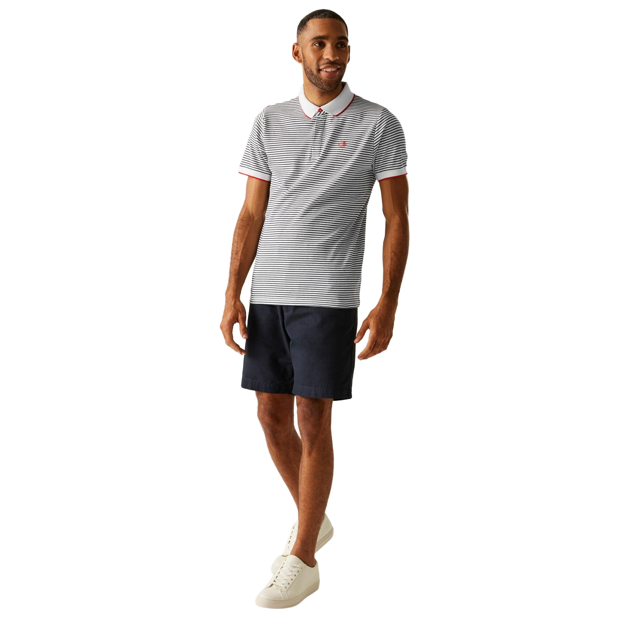 "Tiver" Poloshirt für Herren Weiß/Marine 3/4