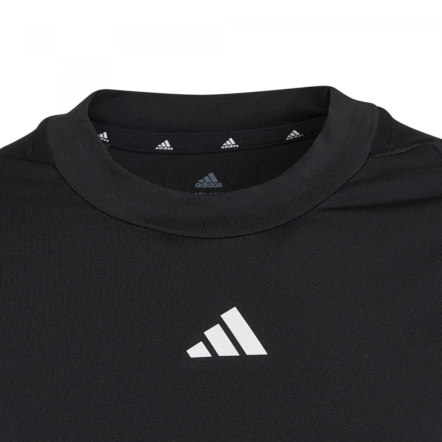 Maglietta Adidas per Bambini con Maniche Lunghe, Nero e Grigio 3/4