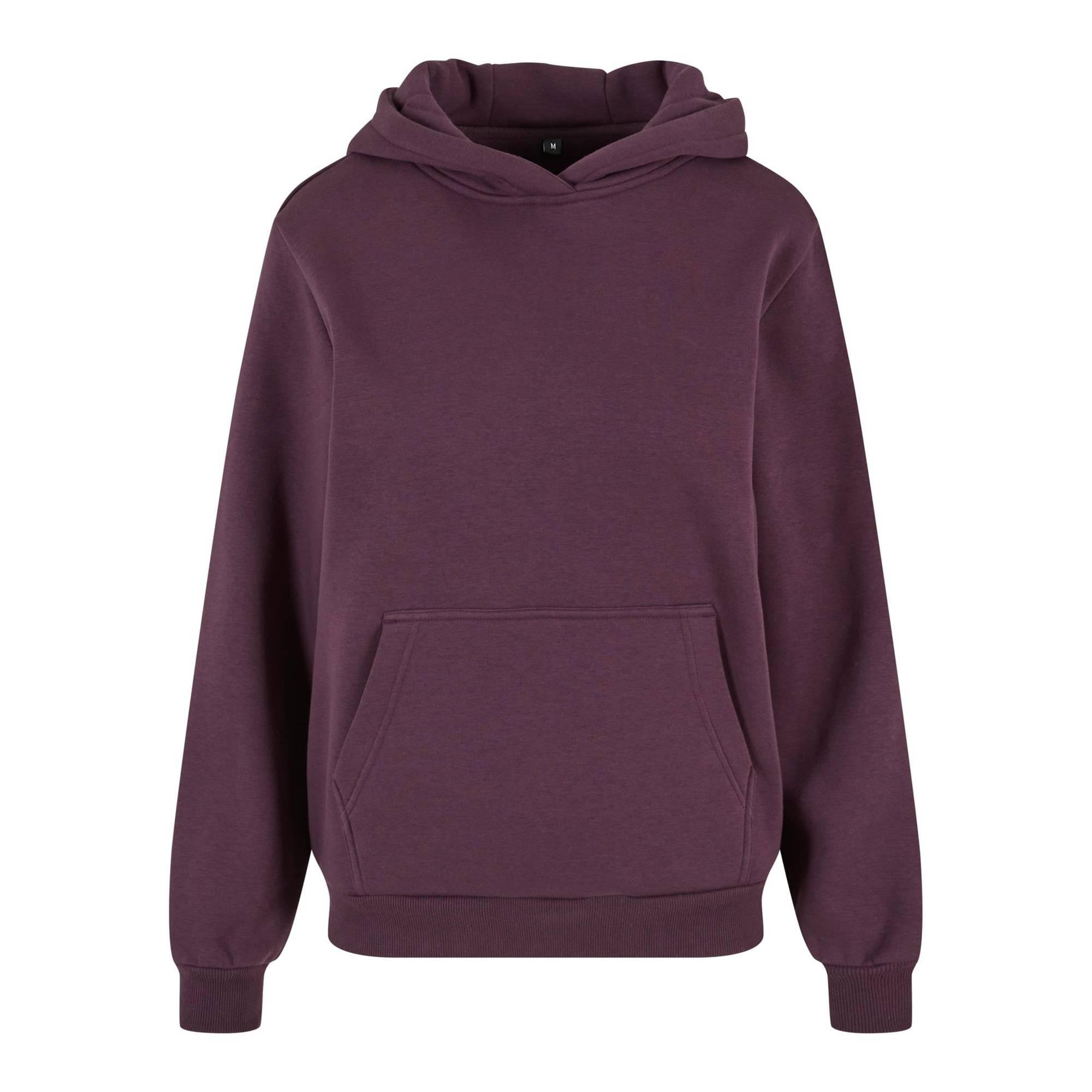 BUILD YOUR BRAND Womens/Ladies Fluffy Hoodie (Plum Purple)