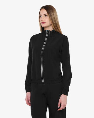 schwarzes Damen-Sweatshirt aus synthetischem Material für Fitness