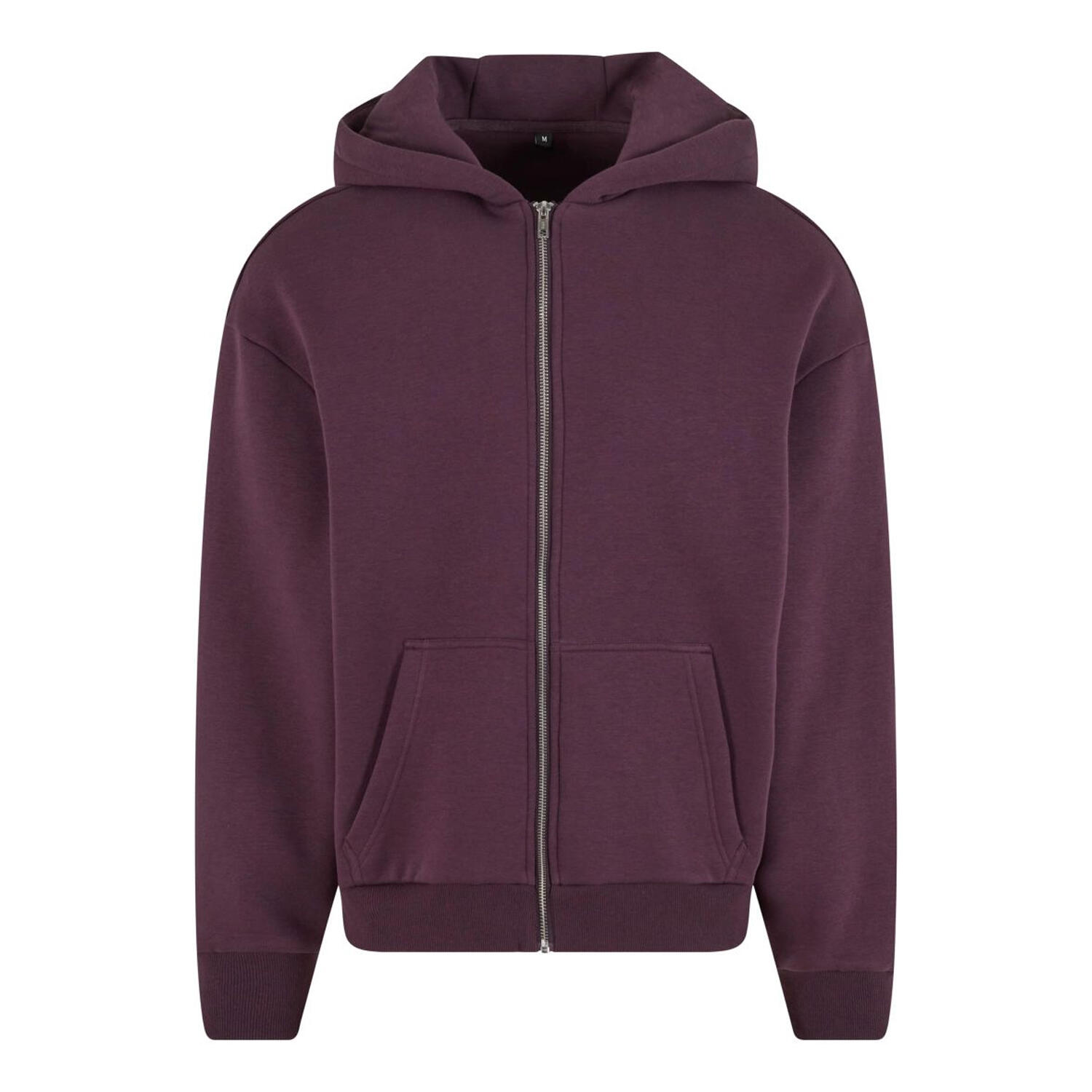BUILD YOUR BRAND Unisex Adult Fluffy Full Zip Hoodie (Plum Purple)