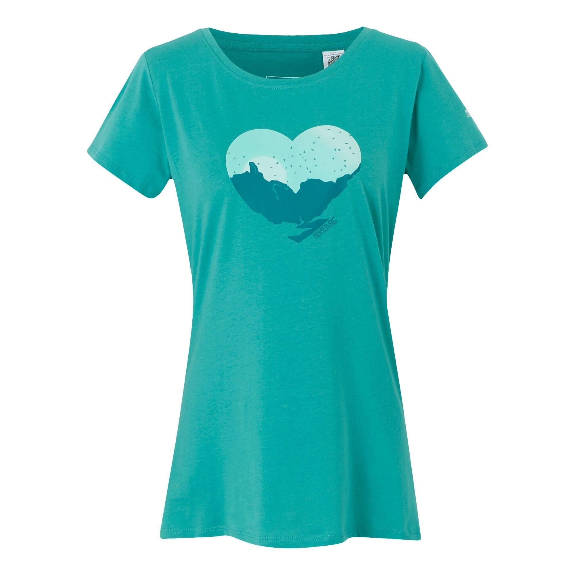 Womens/Ladies Breezed Heart TShirt (Turquoise) 1/4