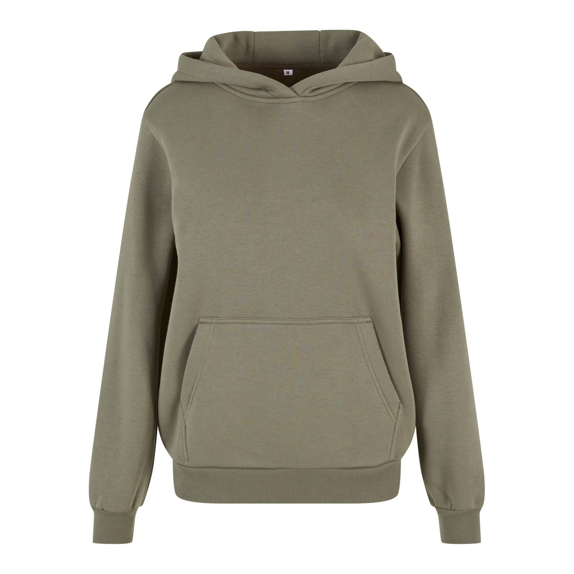 BUILD YOUR BRAND Womens/Ladies Fluffy Hoodie (Pale Olive)