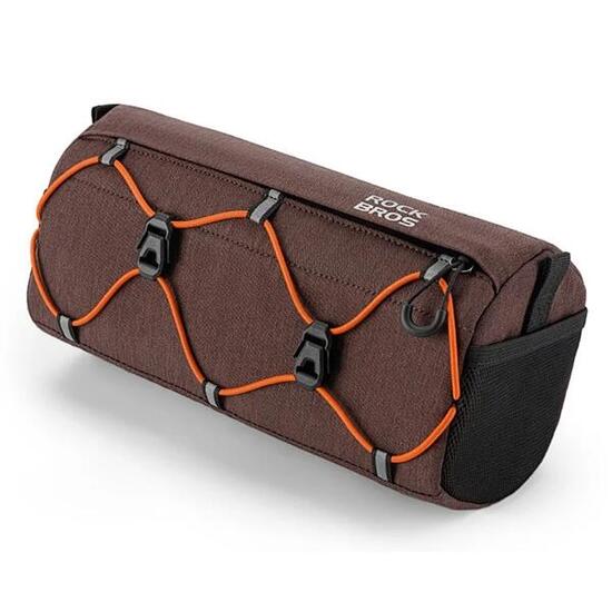 Sacoche de guidon de vélo suspendue en polyester réfléchissant - Marron