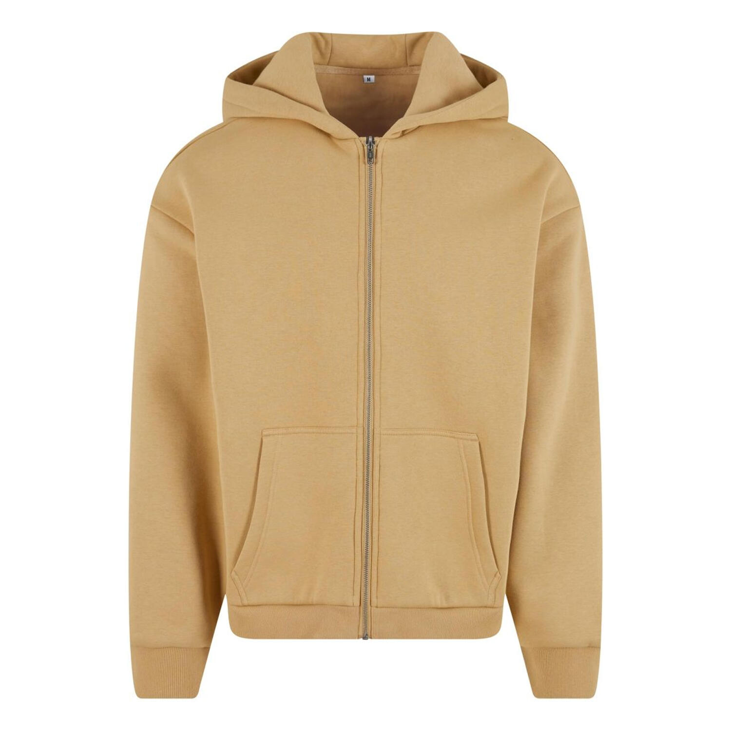 BUILD YOUR BRAND Unisex Adult Fluffy Full Zip Hoodie (Union Beige)