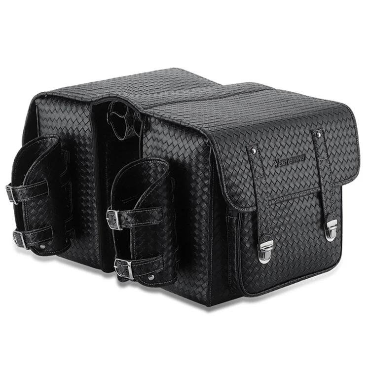 West Biking - Sacoche De Porte-bagages Arrière De Vélo En Cuir À Texture Tissée - Sacoche Vélo - Noir - Decathlon