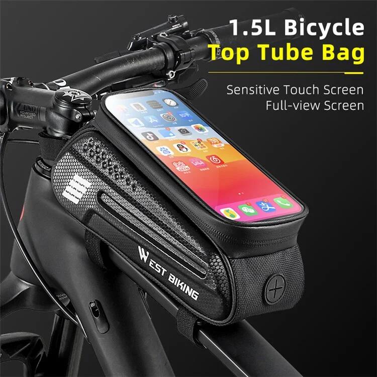 1,5 l Carbon Fiber Hard Shell Bike Telefon Tasche Wasserdicht Empfindlich 2/7