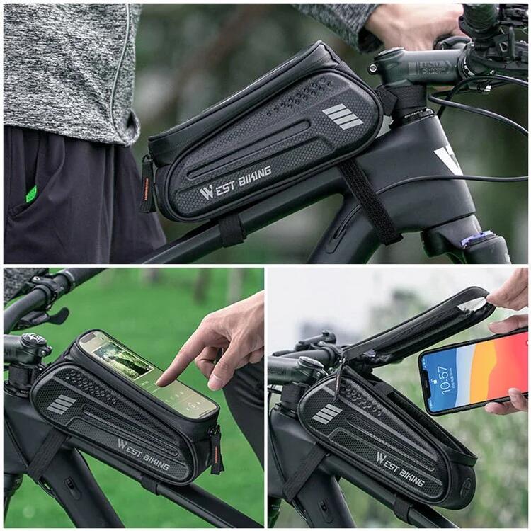 1,5 l Carbon Fiber Hard Shell Bike Telefon Tasche Wasserdicht Empfindlich 6/7