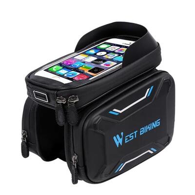Borsa impermeabile per telaio anteriore della bici touchscreen - Blu