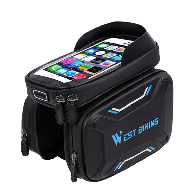 West Biking - Sacoche De Cadre Avant De Vélo À Écran Tactile Étanche  - Bleu - Sacoche De Cadre - Bleu|noir - Decathlon