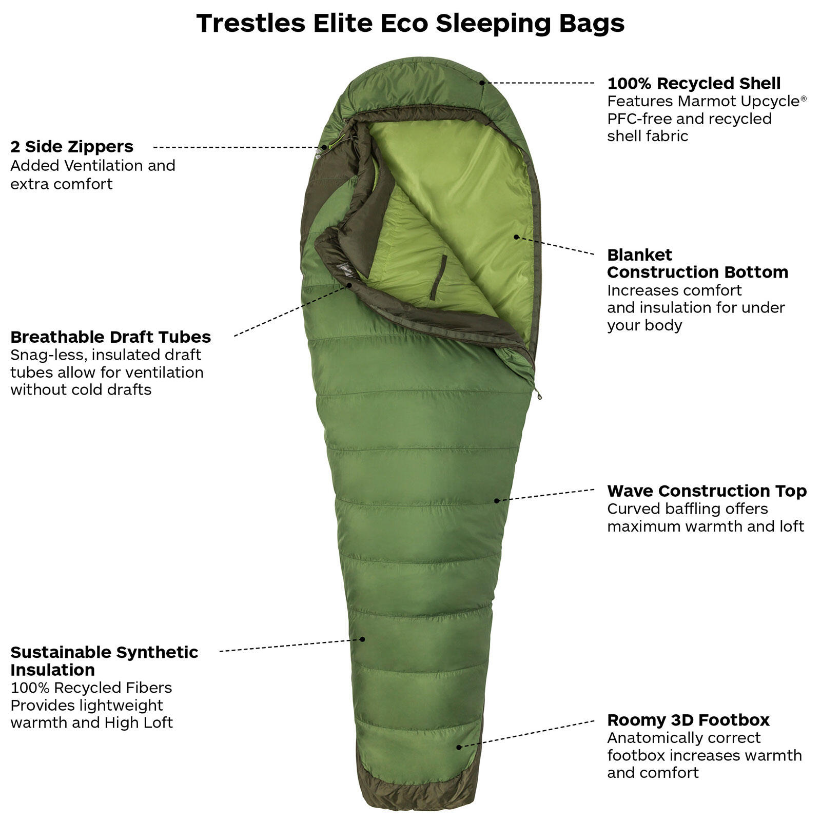 Schlafsack leicht weich Unisex - Trestles Elite Eco 30 Long 3/4