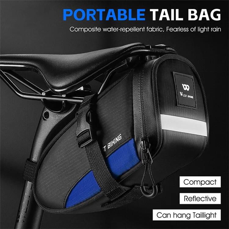 Bolsa de selim para bicicleta impermeável de 1,2 L - Preto + Azul 5/7