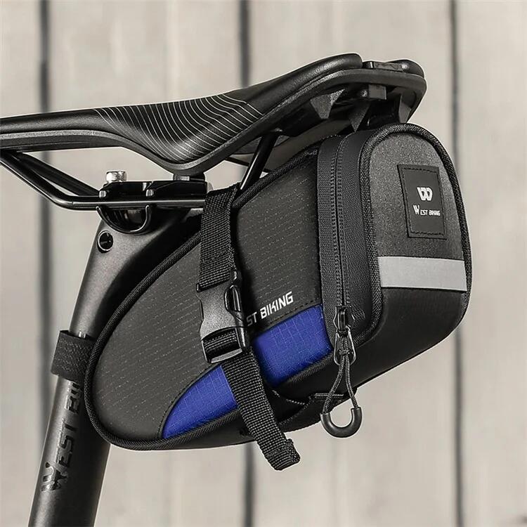 Bolsa de selim para bicicleta impermeável de 1,2 L - Preto + Azul 4/7