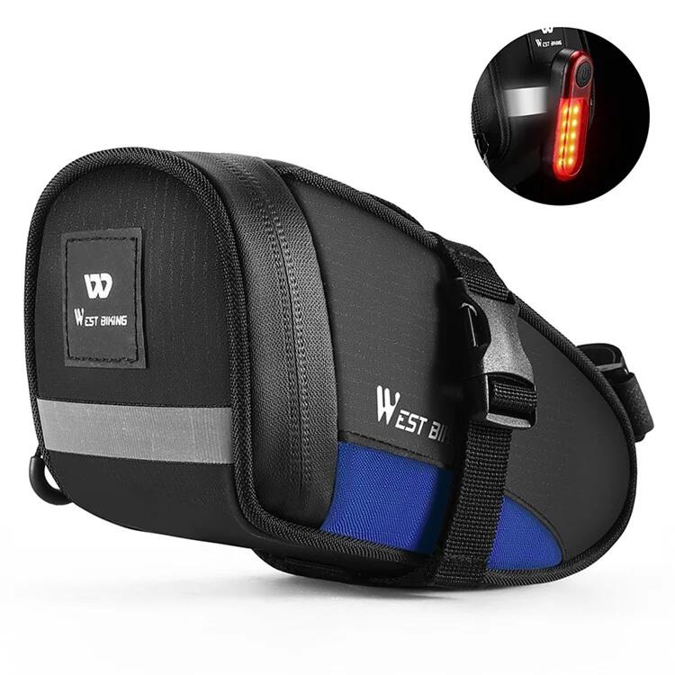 Bolsa de selim para bicicleta impermeável de 1,2 L - Preto + Azul 2/7