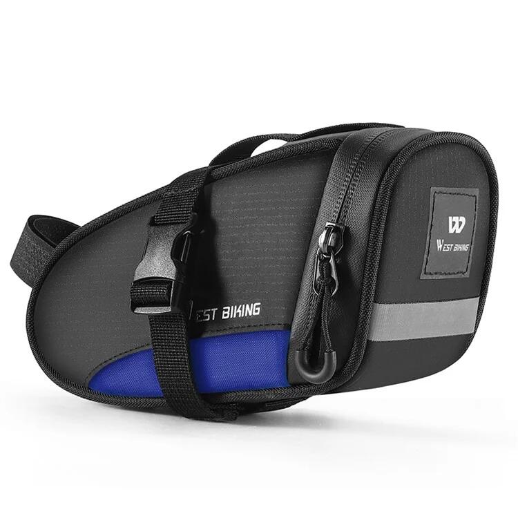 Bolsa de selim para bicicleta impermeável de 1,2 L - Preto + Azul 3/7