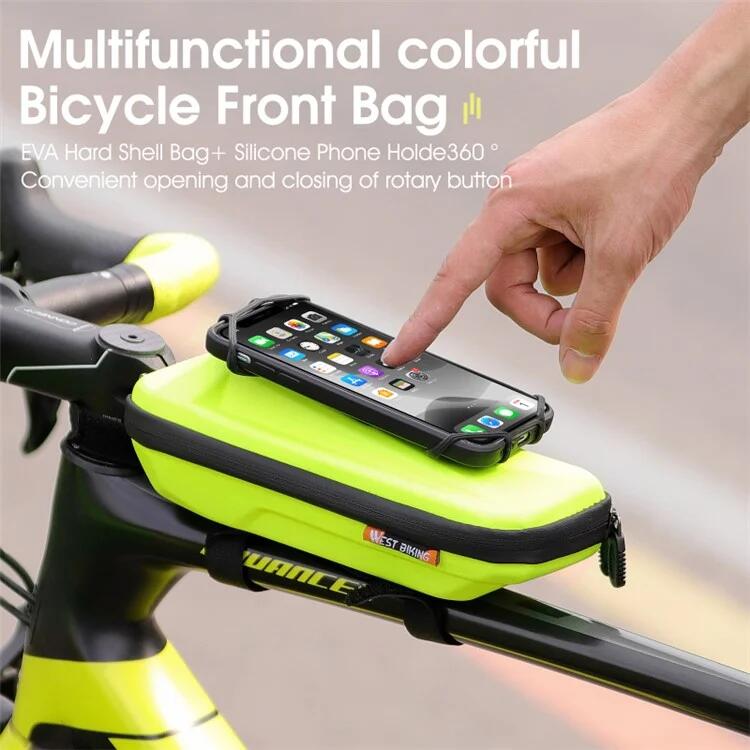 Geantă de ghidon biciclete impermeabilă, suport telefon, negru