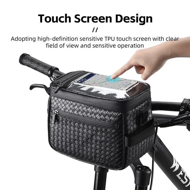Bolsa aislante de cuero de PU para manillar de bicicleta, funda para teléfono 3/7