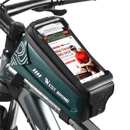Sacoche de tube supérieur de vélo avec support de téléphone