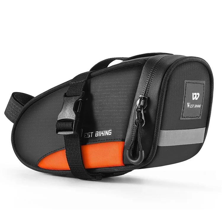 Bolsa impermeable para sillín de bicicleta, 1,2 l negro y naranja 3/7