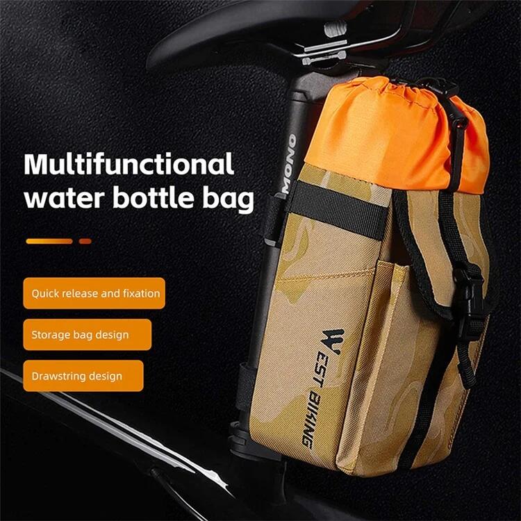 Sacoche de bouteille d'eau de guidon de vélo 1,2L  à cordon de serrage 2/7