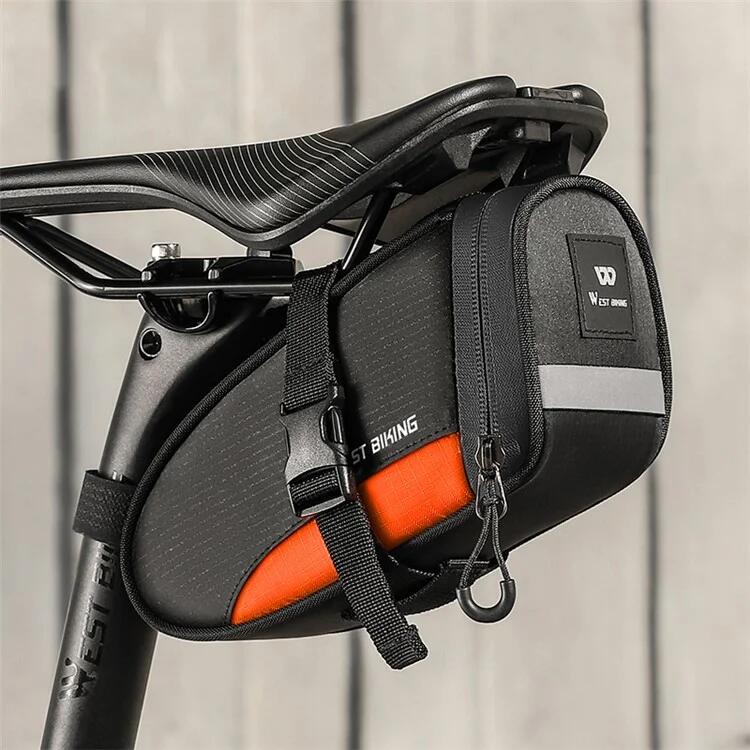 Bolsa impermeable para sillín de bicicleta, 1,2 l negro y naranja 4/7