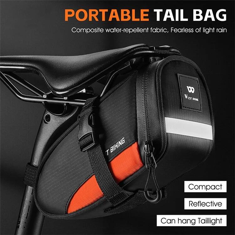 Bolsa impermeable para sillín de bicicleta, 1,2 l negro y naranja 5/7
