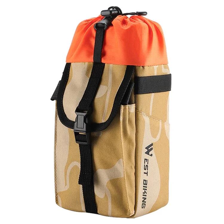 WEST BIKING Bolsa para garrafa de água de guiador em poliéster com cordão de 1,2 L
