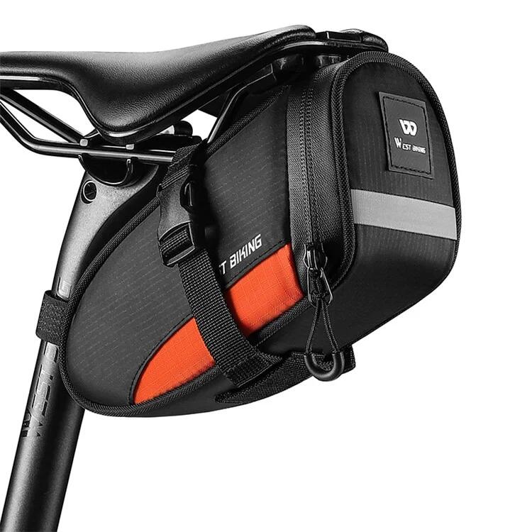 WEST BIKING Borsa da sella per bici impermeabile da 1,2 l - Nero + Arancione