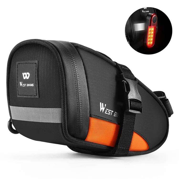 Bolsa impermeable para sillín de bicicleta, 1,2 l negro y naranja 2/7