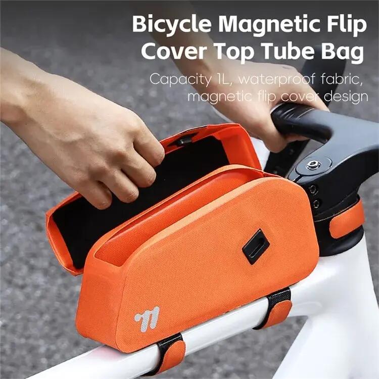Borsa da bicicletta con chiusura magnetica Flip Top - Arancione 4/7
