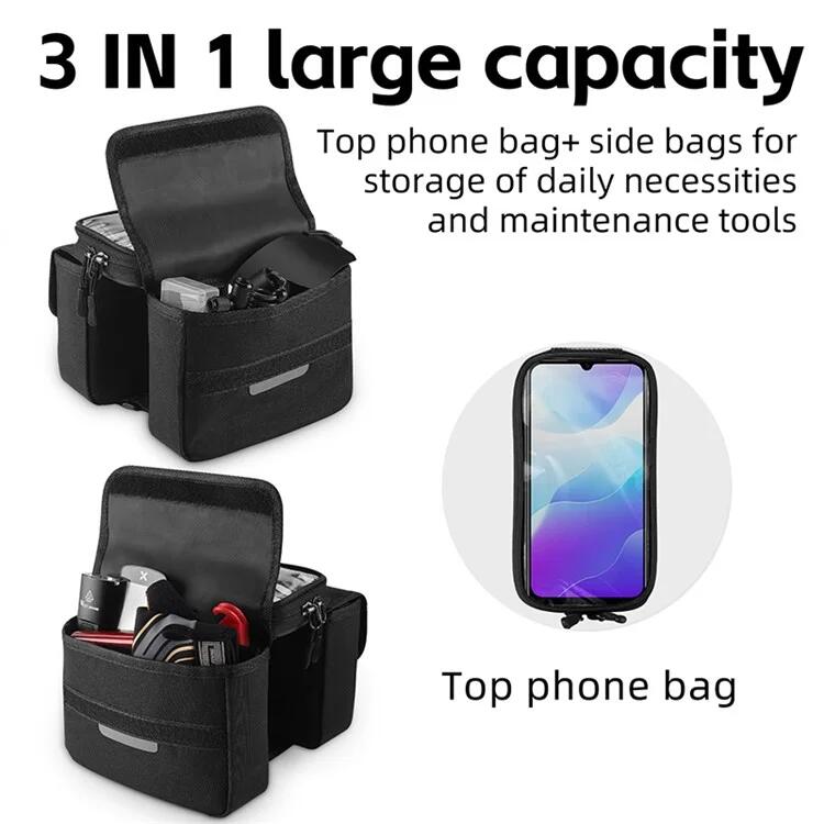 Bolsa para tubo superior de bicicleta, tecido Oxford 4/7