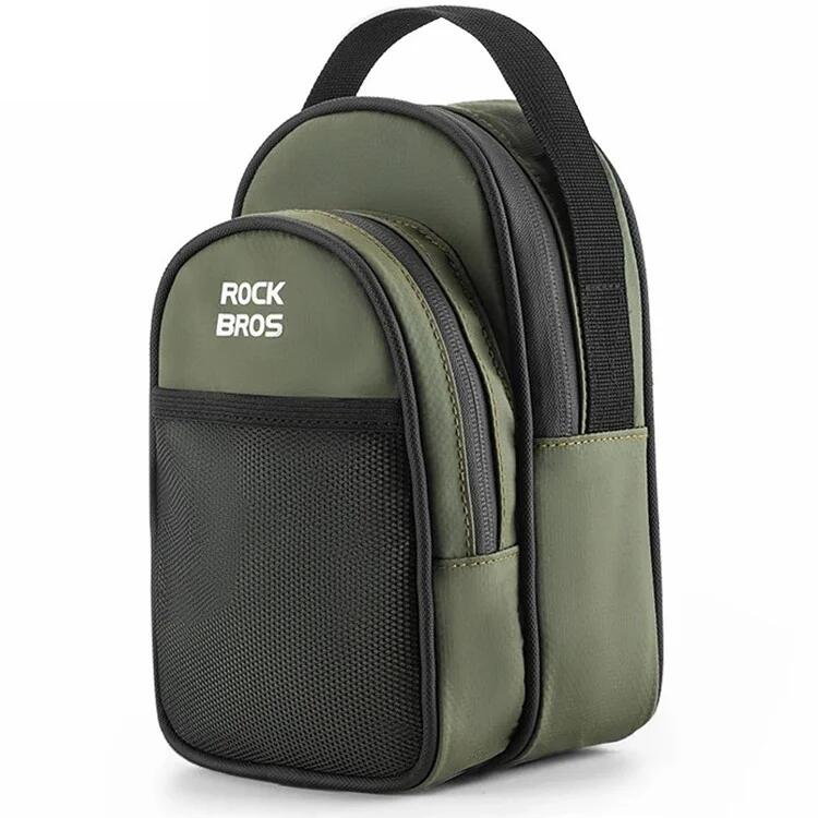 Bolsa frontal para bicicleta dobrável brompton em tecido de malha - verde