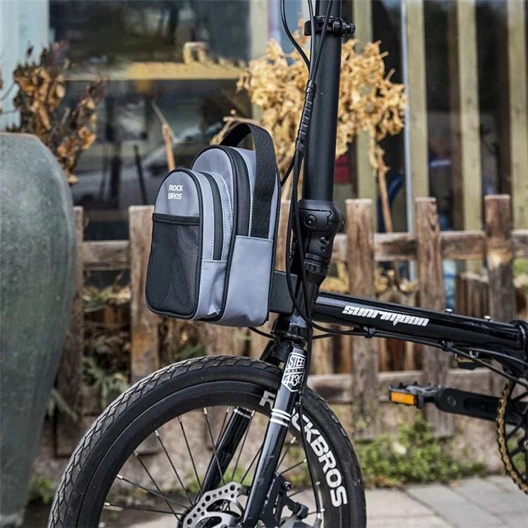 Sacoche avant pour vélo pliant Brompton, en tissu maillé enduit de PVC - Gris 6/7