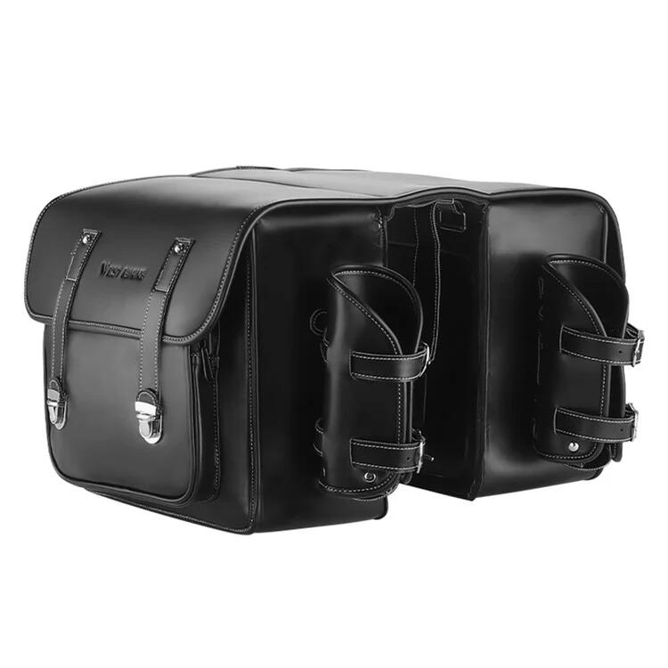 WEST BIKING Borsa portaoggetti posteriore per bici in pelle di vacchetta - Nero