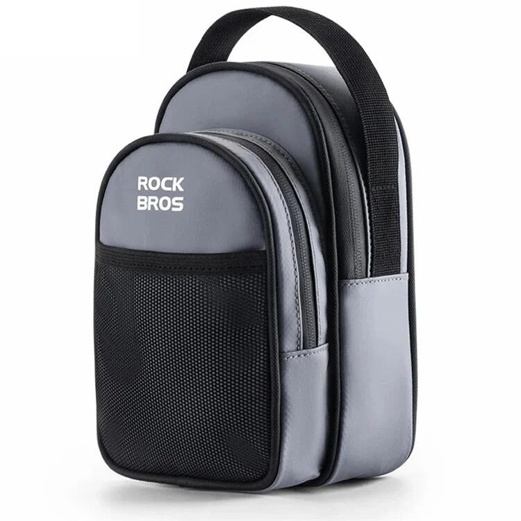ROCKBROS Bolsa frontal dobrável para bicicleta Brompton, tecido de malha   - cinzento