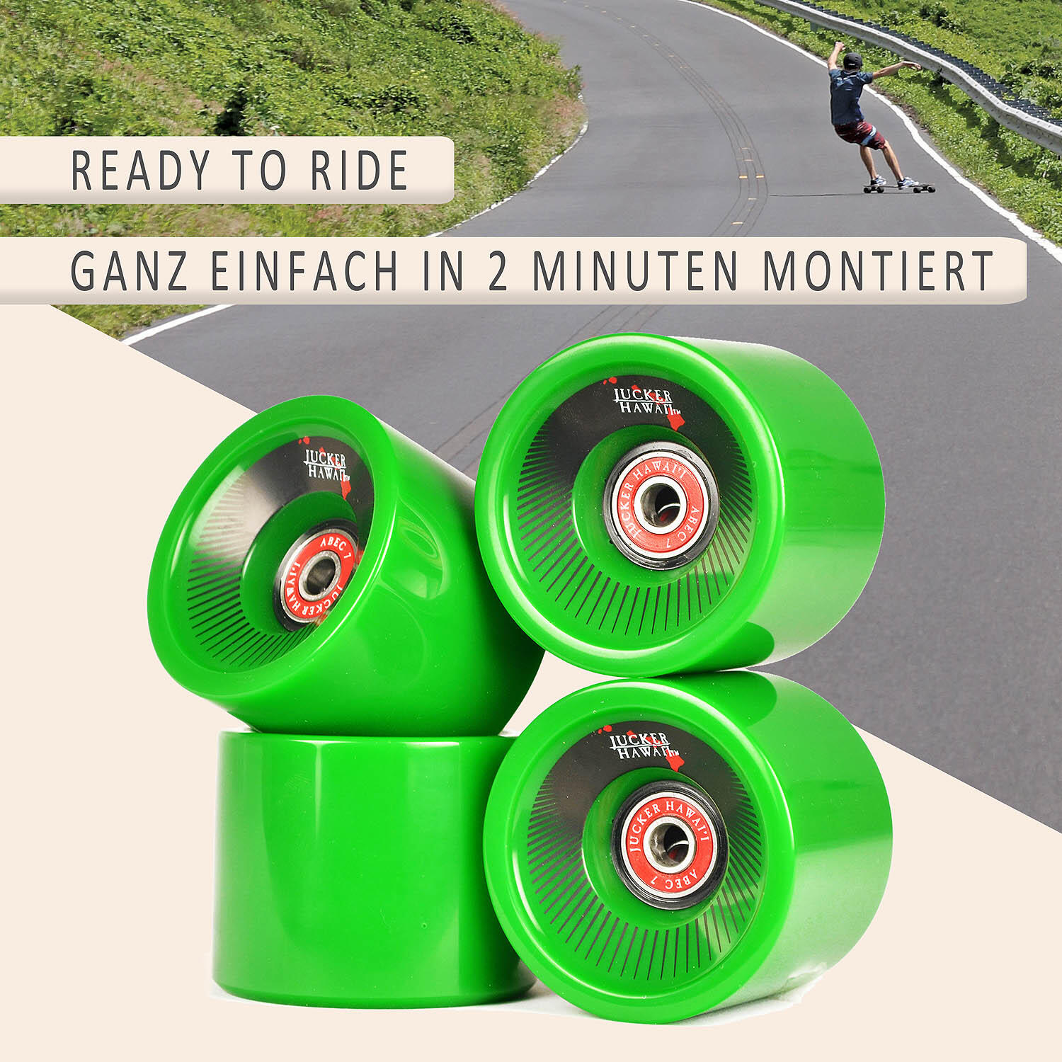 Longboard Rollen KAHUNA (69 mm) Allround Cruiser Wheels - Mit Kugellagern 2/7