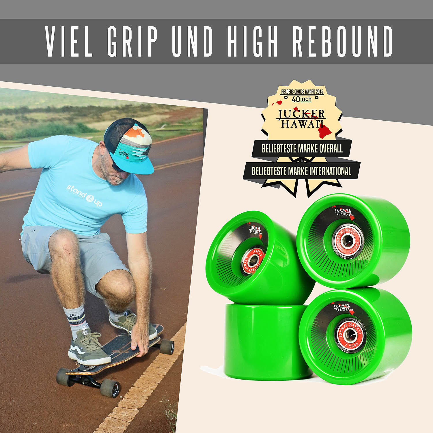Longboard Rollen KAHUNA (69 mm) Allround Cruiser Wheels - Mit Kugellagern 3/7