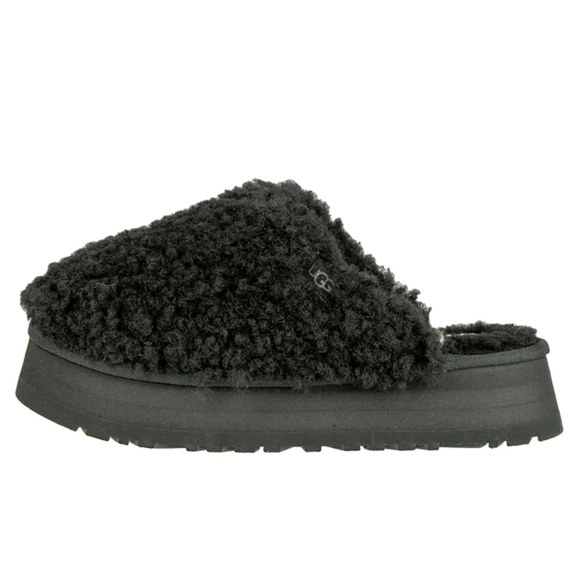 Chinelos ugg australian maxi curly platform pretos mulher