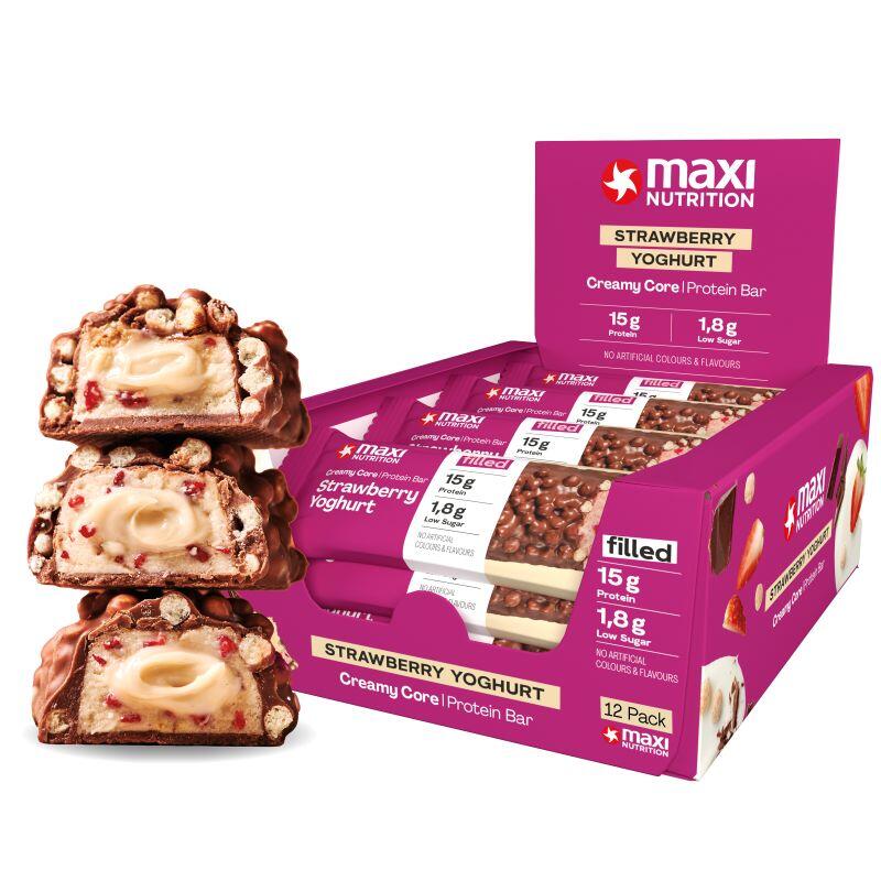 MAXINUTRITION Creamy Core Bar Strawberry Yoghurt x 12 Bars
